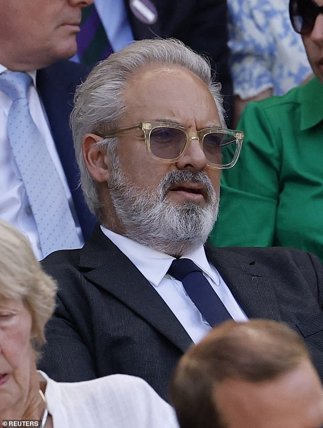 Esteemed Skyfall and Spectre director Sam Mendes, 59, joined the Royal Box at Wimbledon today