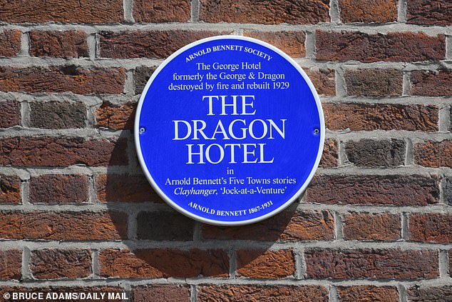 A blue plaque at the George Hotel. The historic town is dotted with many blue plaques owing to its rich history