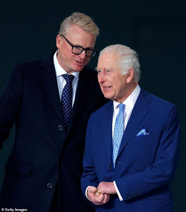 It is not known whether it was the King or Harry who extended the olive branch (King Charles is pictured with Mr Andreae in November 2024)