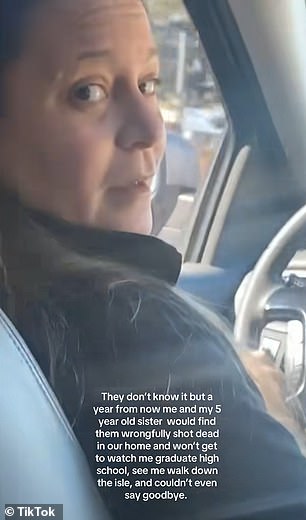 One TikTok from March shows a slideshow of images of her mother and stepfather from a year earlier, lamenting that they won't get to watch her graduate, walk down the aisle, 'or even say goodbye'