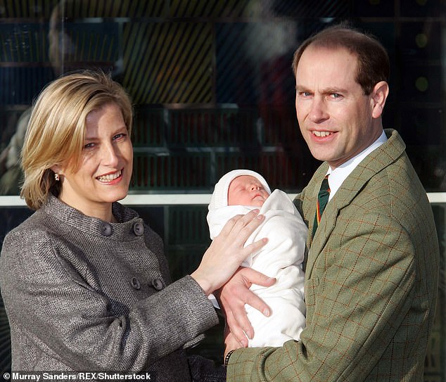 Prince Edward and Sophie with their newborn baby son who makes his first public appearance at Frimley Park Hospital in Surrey
