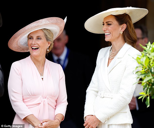 Sophie, Duchess of Edinburgh and Catherine, Princess of Wales attend the Order of the Garter service at St. George's Chapel, Windsor Castle on June 16, 2025