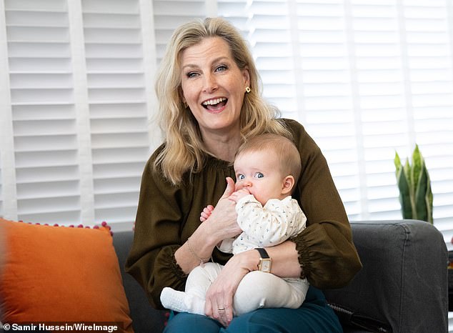 Sophie meets local new mothers and their babies as she opens the new Jigsaw Hub at The Lighthouse, in Woking, on February 24, 2022