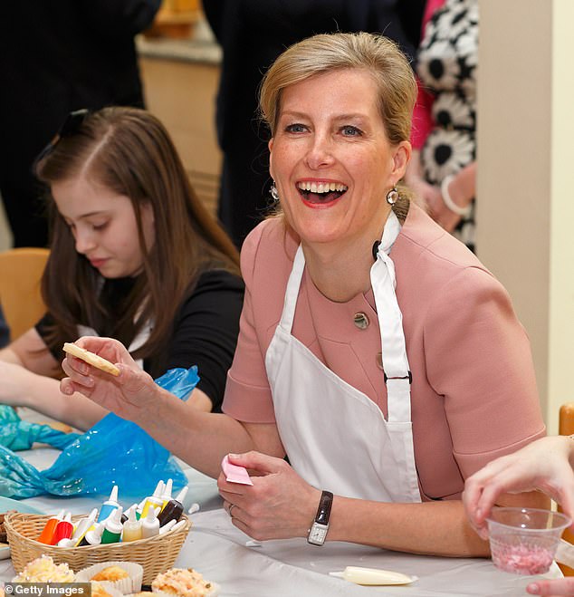 Sophie decorates biscuits and cupcakes as she visits Christopher's Children's Hospice to mark the 15th birthday of the charity Shooting Star Chase on February 9, 2016, in Guildford