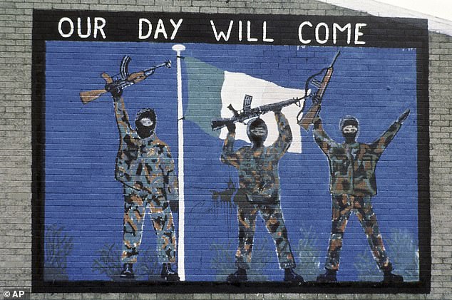 A wall painting supporting the Irish Republican Army, seen in the Catholic area of Belfast, Northern Ireland in November 1985