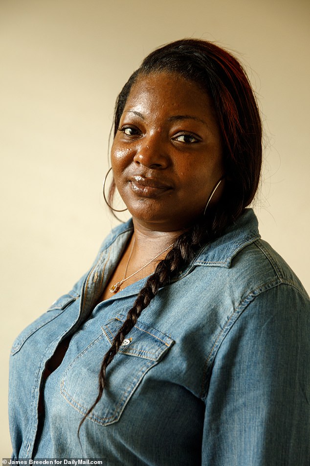 Her biological mother Mobley (pictured) also broke down in tears during the court case, as she described the torment of having her newborn baby stolen just hours after she gave birth