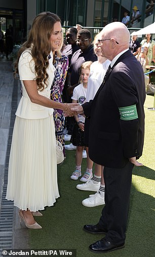Pictured: The Princess of Wales met Bob Flint (pictured), Wimbledon's longest serving Honorary Steward