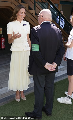 Pictured: The Princess of Wales met Bob Flint (pictured), Wimbledon's longest serving Honorary Steward