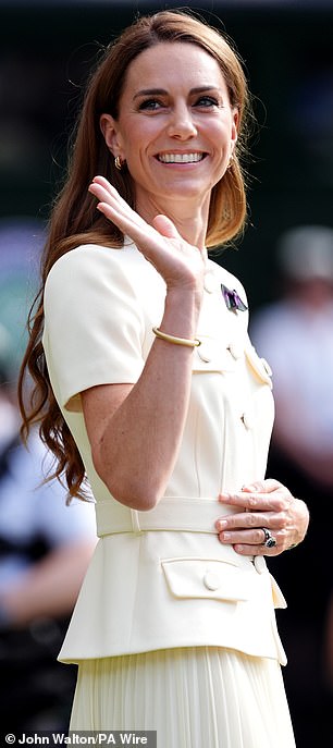 Kate Middleton (pictured) who famously loves sports, was spotted smiling during the event