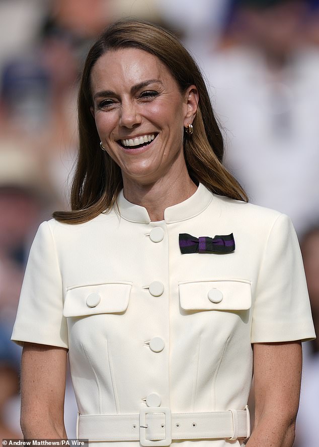 CUSTOM DESIGN: Kate is believed to be a fan of the brand Self-Portrait - and her ensemble on Saturday was a custom design