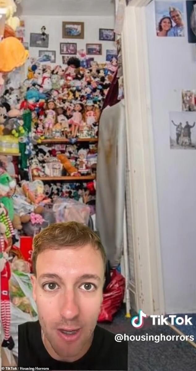 The entrance hall is filled with a huge stack of toys, which reached all the way up the wall