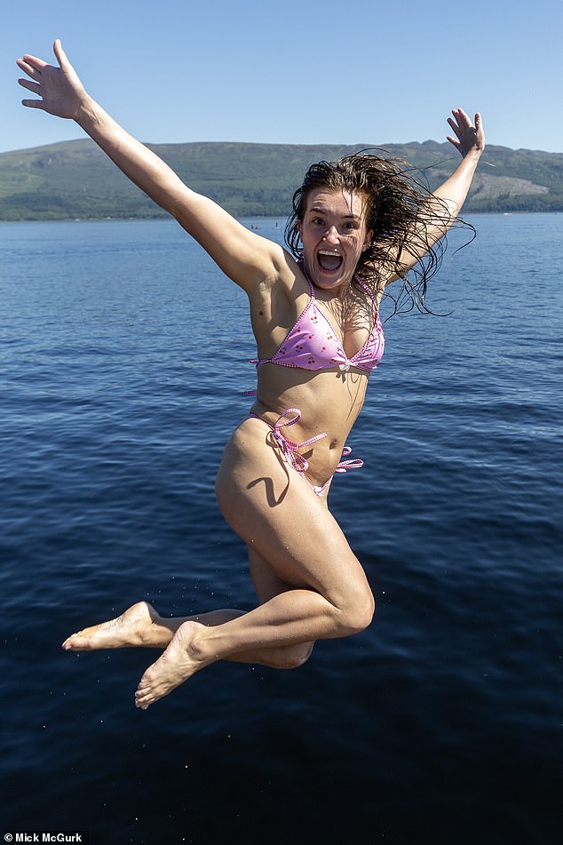 SCOTLAND: Leanne McGovern jumping off the pier in Luss as the UK was scorched on July 12, 2025