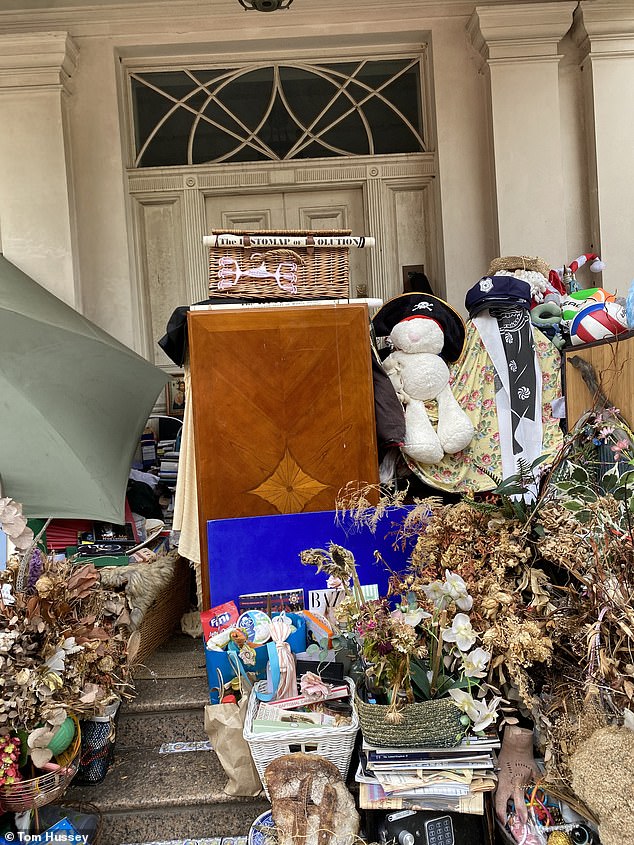 Fernstedt receives donations including food and clothing from neighbours as well as plants, stuffed toys and a variety of other weird and wacky items