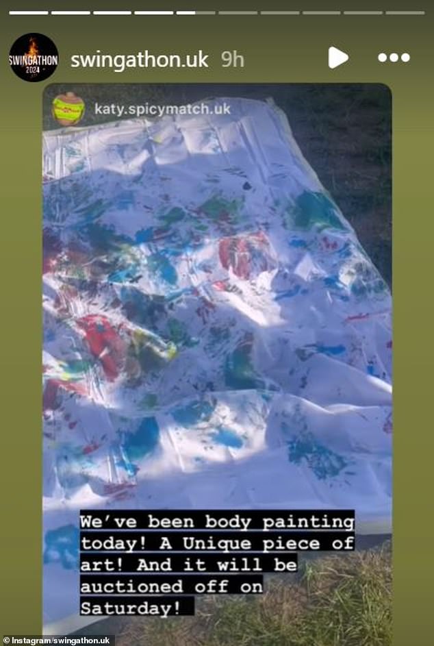 At the last event, a person revealed their body art, made by rolling around nude and drenched in paint