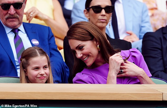 The Princess of Wales with her daughter Princess Charlotte at the Wimbledon 2024 men's final