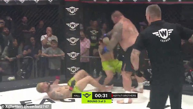 Last year Hall took on two opponents in his MMA debut as he battled The Neffati Brothers, knocking out both