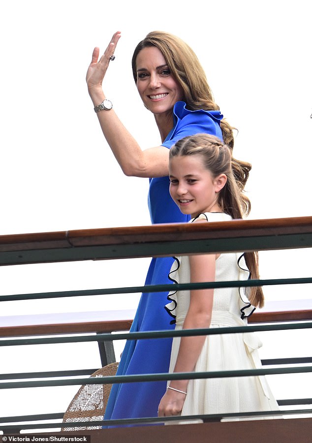 Mother-of-three Kate pictured today with her only daughter, Princess Charlotte