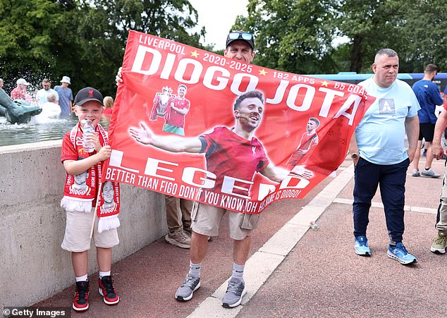 Liverpool supporters had attended the pre-season friendly with their own Jota tributes