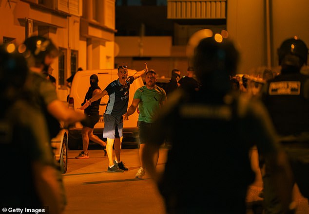 The crowd that gathered tonight reportedly chased peopled they suspected to be immigrants and clashed with members of Spain's Guardia Civil