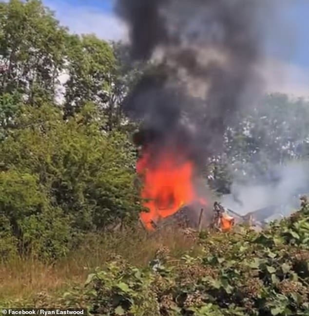 The van reportedly caught fire following the crash as the train was believed to have been travelling at 90mph