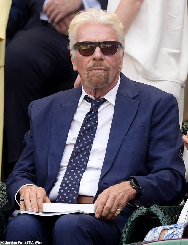 74-year-old Richard Branson put on a dapper display in a navy suit on day fourteen of the competition