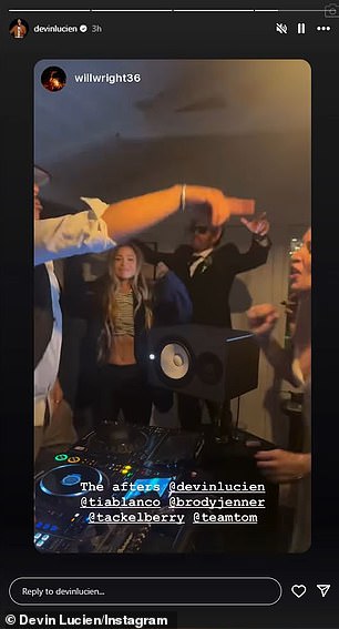 Jenner's BROSA DJ partner Devin Lucien Instastoried videos from the bride and groom's raucous wedding reception