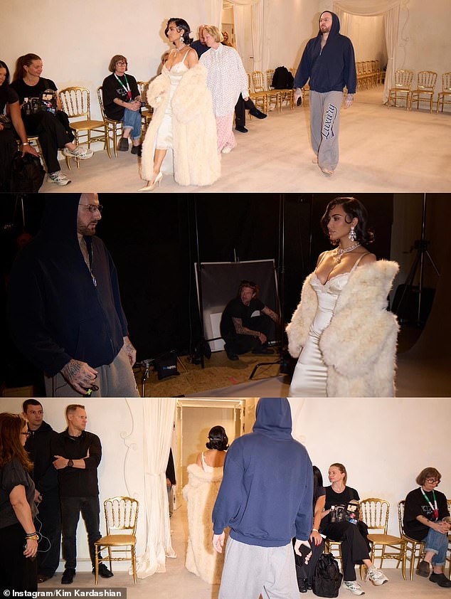 The photos show Kardashian rehearsing before the fashion show