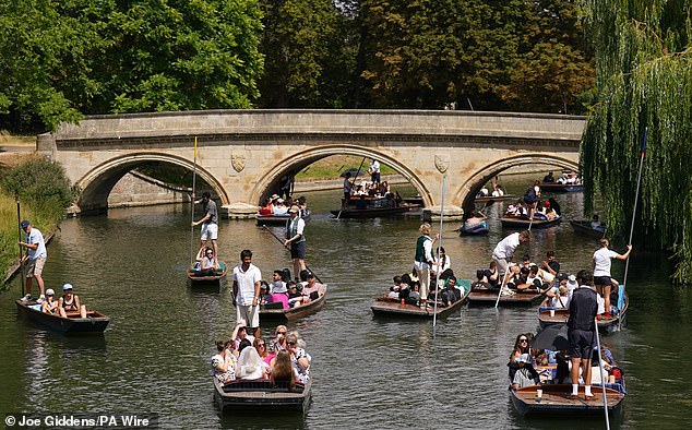 CAMBRIDGE: People punting along the River Cam this afternoon as Britain continued to be scorched on July 13, 2025