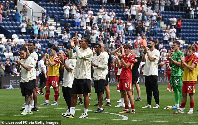 Liverpool stars, including captain Virgil van Dijk, applauded the fans in emotional scenes