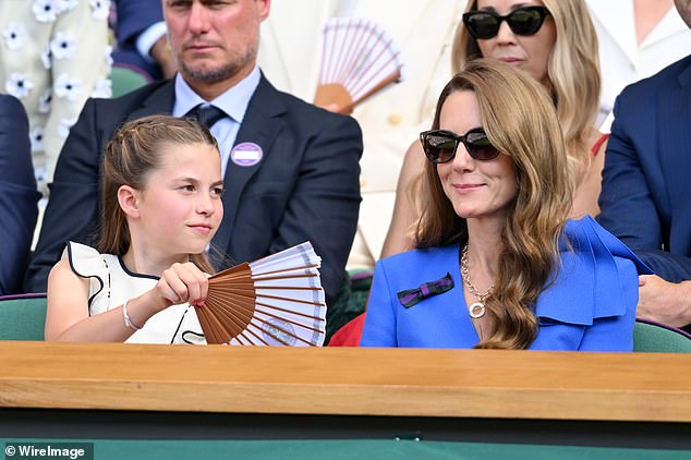 The Princess of Wales shared a special moment with her daughter Princess Charlotte at the Wimbledon men's final this afternoon