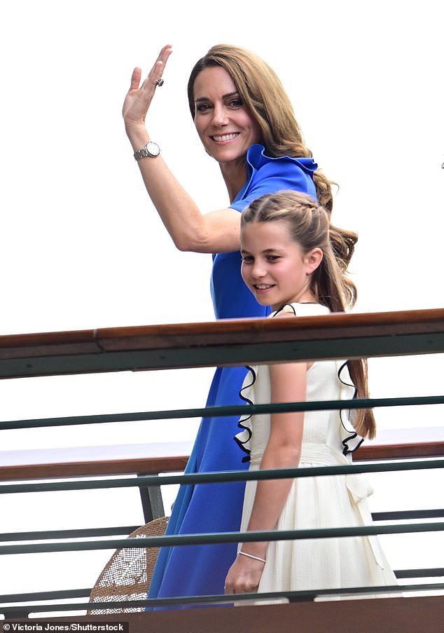 Mother-of-three Kate pictured today with her only daughter, Princess Charlotte