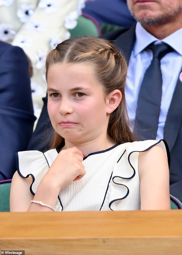 Princess Charlotte of Wales attends day fourteen of the Wimbledon Tennis Championships at the All England Lawn Tennis and Croquet Club