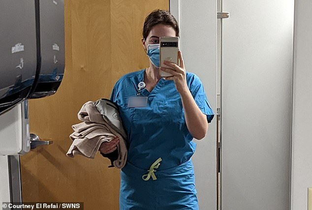 Courtney makes the 11-hour journey to California four times a month to work eight-hour shifts, clustering her schedule to allow for a six-week break between work stints