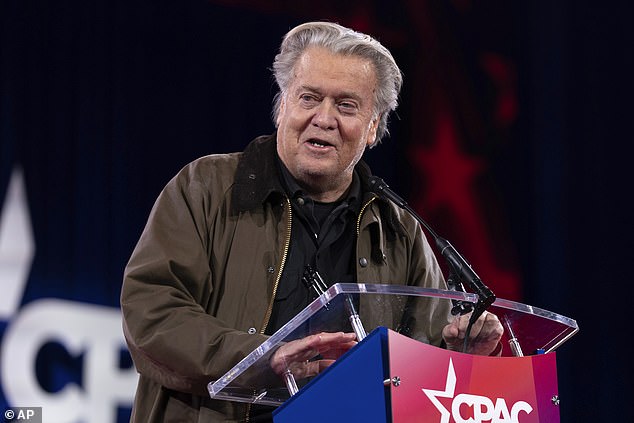 Steve Bannon speaks at the Conservative Political Action Conference, CPAC, at the Gaylord National Resort & Convention Center, Thursday, Feb. 20, 2025, in Oxon Hill, Md.