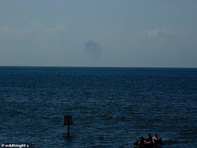 The smoke cloud was visible 20 miles away from Tankerton Bay in Whitstable