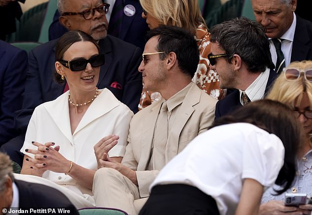 Their humour had Keira, 40, visibly laughing while she oozed glamour in her all white attire for the tournament