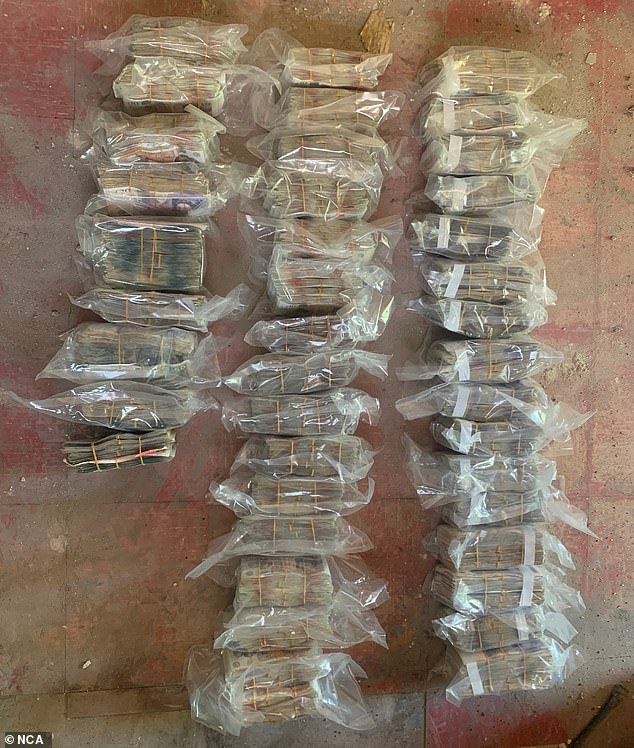 Piles of cash that were seized from the gang, which smuggled in £125million of drugs in total