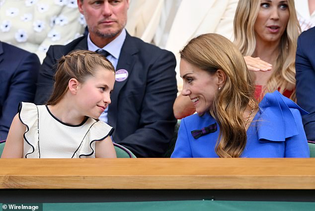 Kate and her daughter Charlotte shared a sweet mother-daughter moment at Wimbledon earlier today