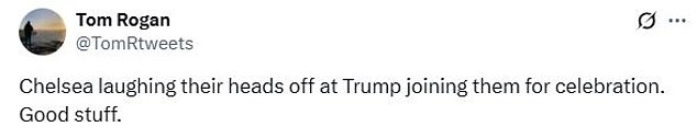 Fans took to social media to reference Trump staying put for the eventual trophy lift