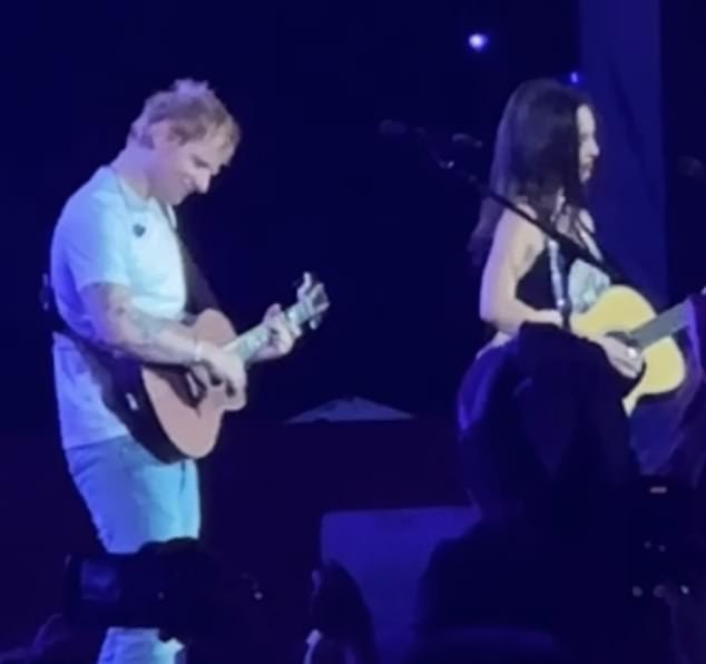 The American songstress sent fans wild after she was joined onstage by Ed Shereen 34, in a duet of his mega 2011 hit The A Team