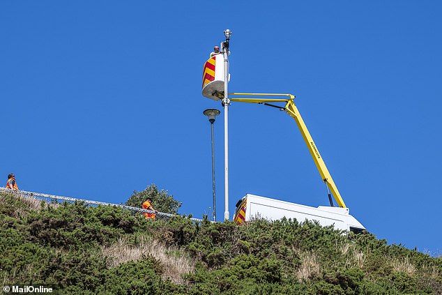 A new camera being installed at the clifftop in light of a number of violent interactions