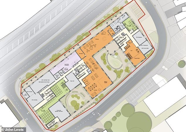 A spokesperson for JLP previously said: 'Our priority is ensuring our proposals directly support the local community.' Pictured: the proposed floorplan for the new development