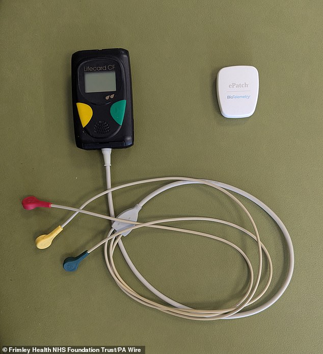 Frimley Health NHS Foundation Trust, in Surrey, is the first hospital in the country to roll out the device (pictured), with hopes that it will soon be used across other NHS trusts. The Trust said it will still use traditional devices, known as Holter monitors, on some patients who are in hospital. But many outpatients will be able to access the new ePatch to use at home