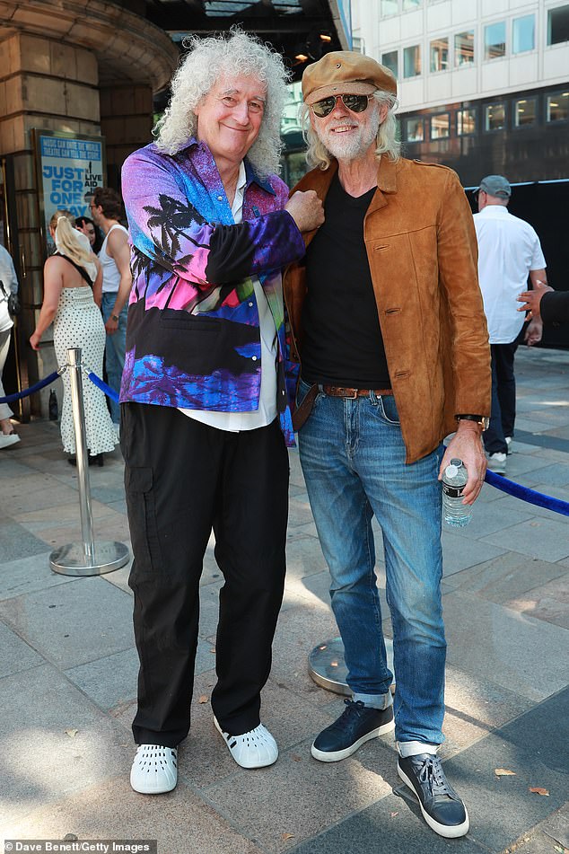 Sir Brian May and Sir Bob Geldof attend a gala performance of Just For One Day: The Live Aid Musical