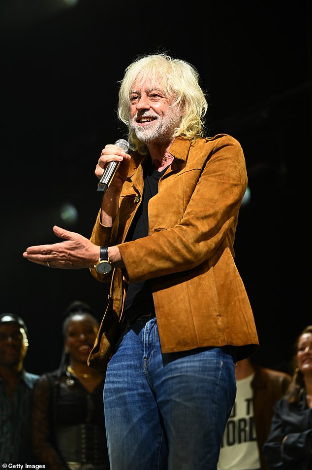 Meanwhile, Irish icon Bob put on a performance for the crowd, wearing a black T-shirt and suede jacket