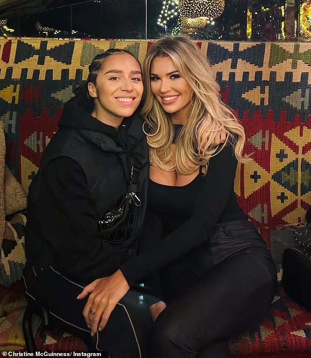 Christine was previously linked to former footballer Chelcee Grimes, 33, after they were pictured passionately kissing (pictured together)