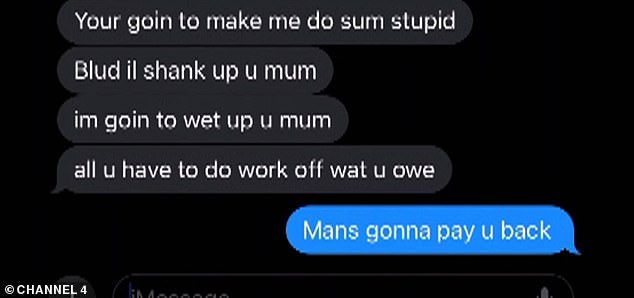 'Your goin to make me do sum stupid,' the horrifying text reads. 'Blud il shank up u mum. Im going to wet up u mum [sic].'