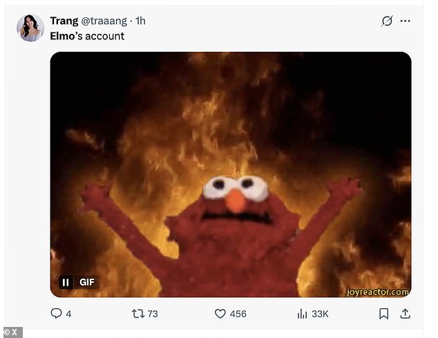 One user posted a long-circulating meme of the Sesame Street character standing in front of flames to aptly summarize the situation with the hacker