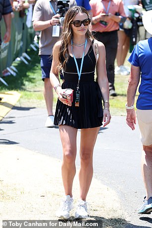 Keleigh was spotted walking the fairways as she cheered on her Hollywood husband