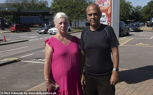 John and Ruth Hudson (both pictured), who had stopped at Newport Pagnell services, also often frequent the M1. Mr Hudson, 47, expressed similar frustration towards the variable speed limits, adding that he has been 'caught before' by the smart technology and would prefer to use the A1 in order to avoid them